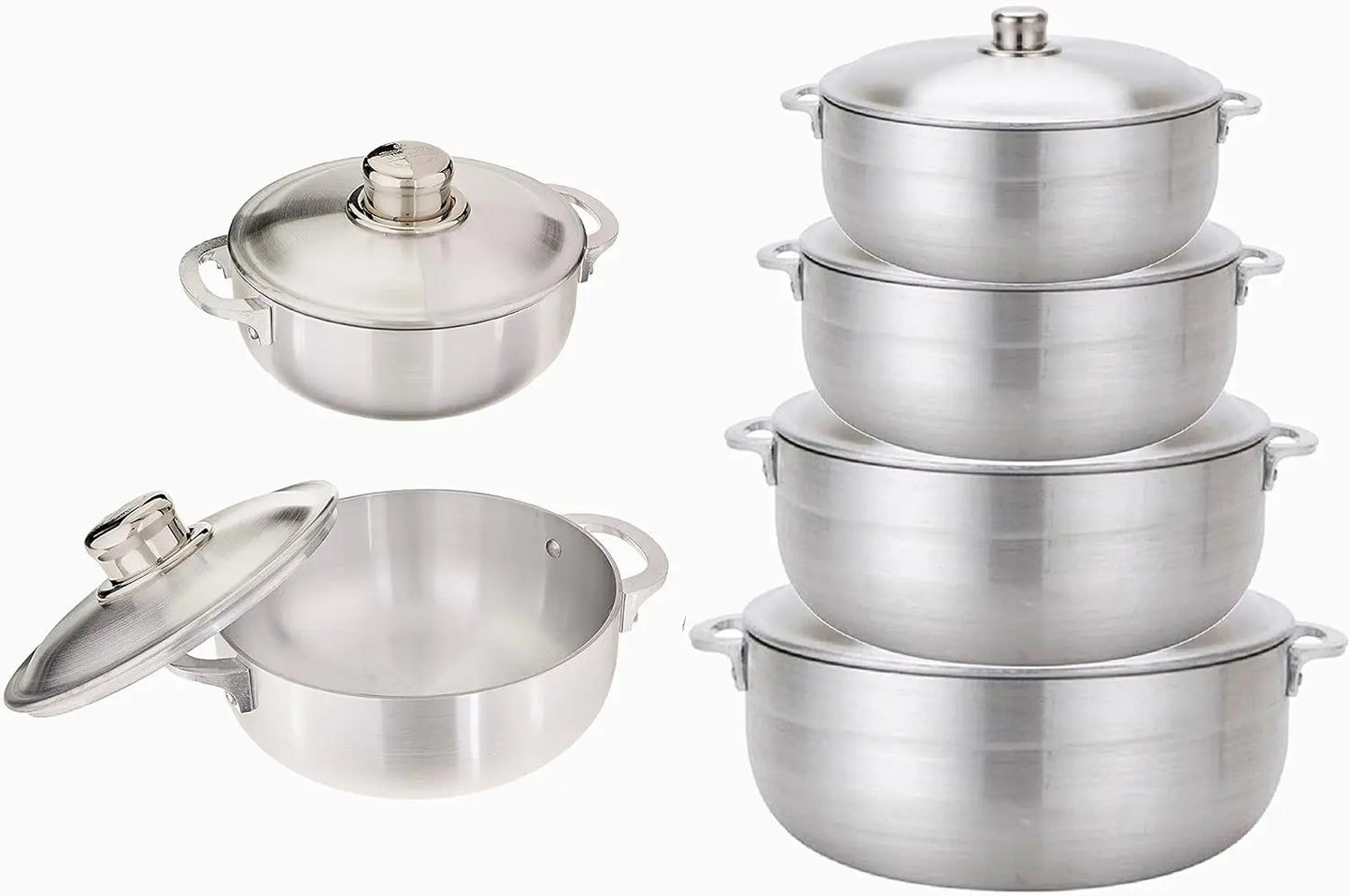 Aluminum Heavy Gauge Caldero Set With Lids Six Pans