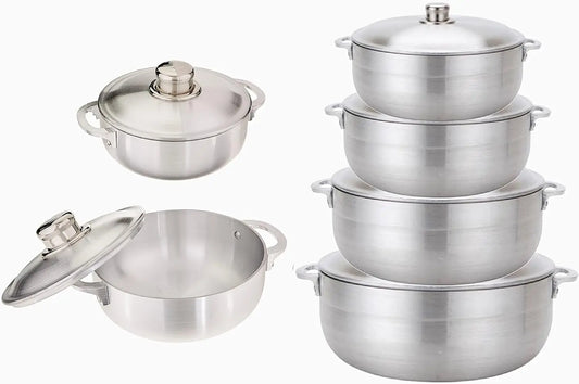 Aluminum Heavy Gauge Caldero Set With Lids Six Pans