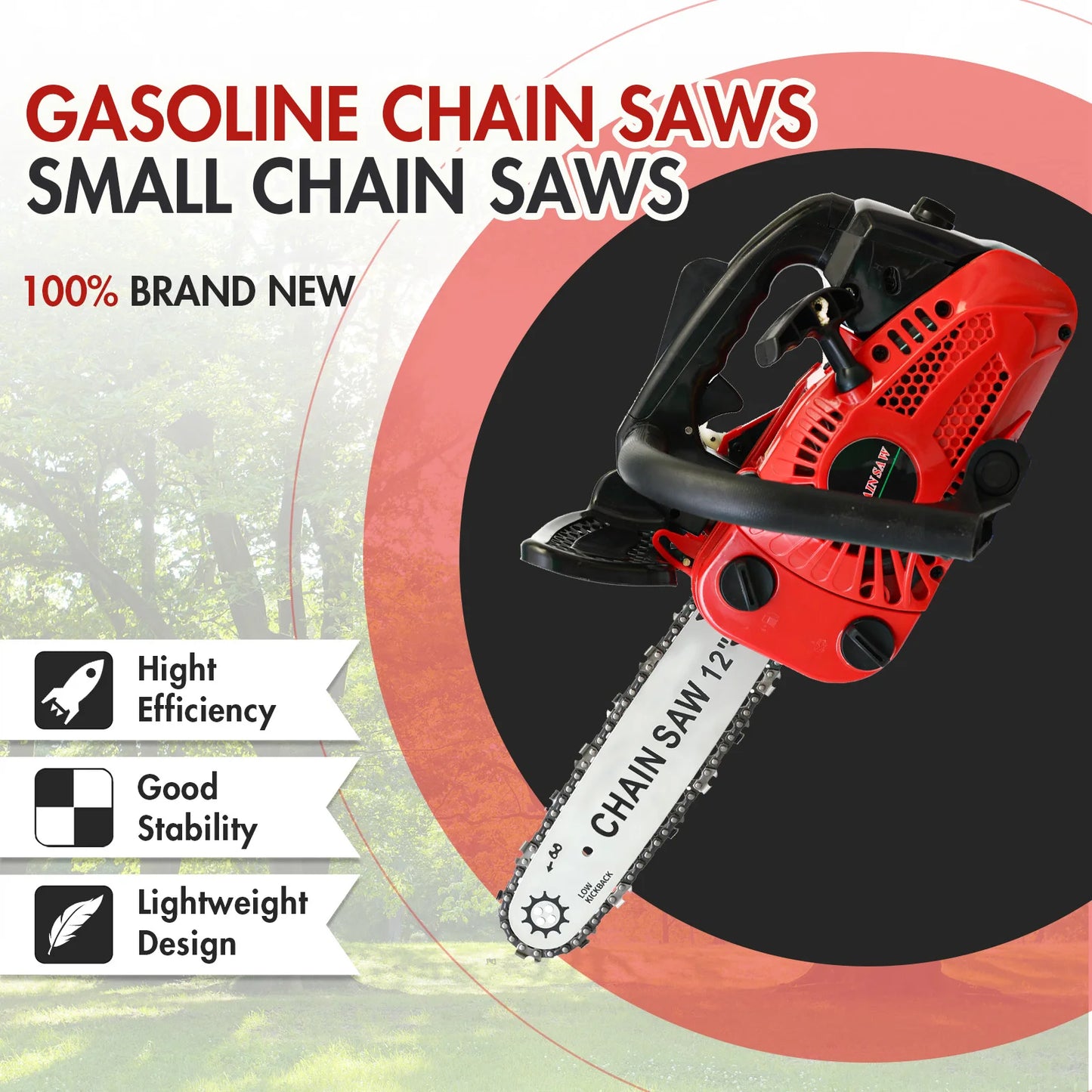 Lightweight Portable Chain Saws Gasoline Chain Saws  Small Chain Saws 12 inches for Tree Wood Branch Cutting Farm Garden Ranch