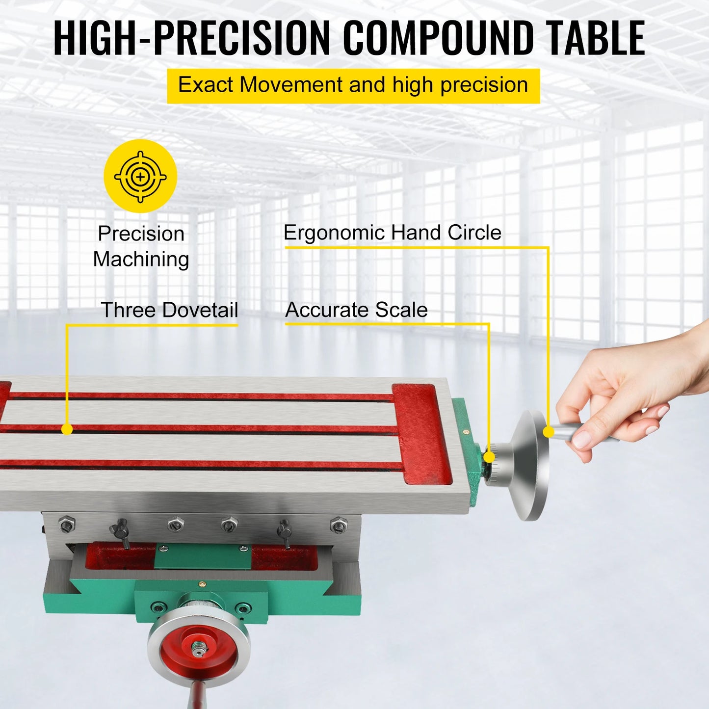VEVOR Milling Working Table 17.7 X 6.7 Inch 2 Axis 4 Ways Move, Multifunction Milling Working Table for Milling Drilling Machine