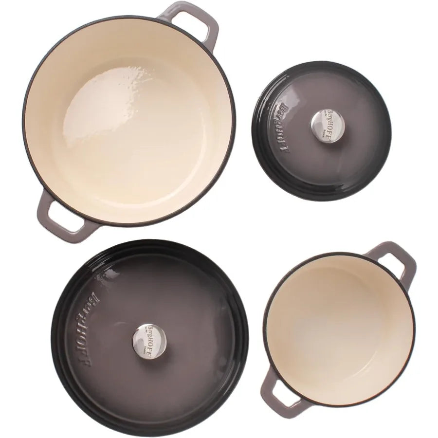 Neo Enameled Cast Iron 4 Piece Set 3Qt 7Qt Dutch Ovens