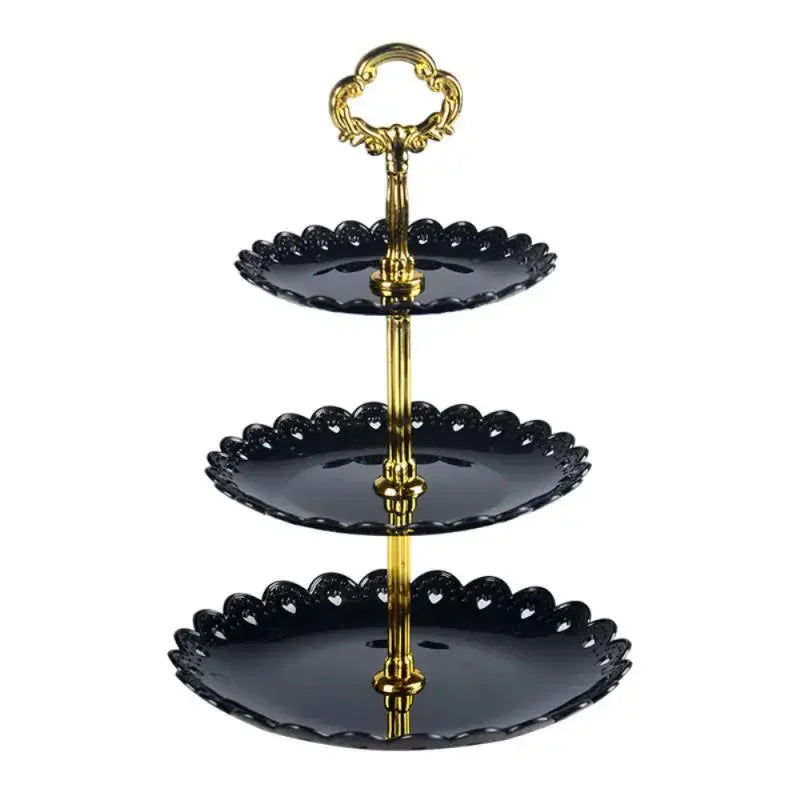 European Tray Holiday Party Three-layer Fruit Plate Dessert Candy Dish Cake Stand Self-help Display Home Table Decoration Trays