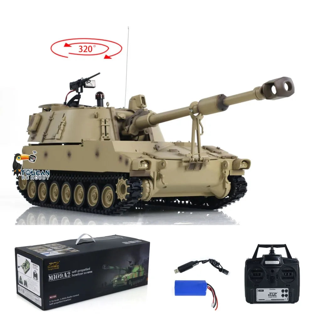 US Stock Gift Tongde RC RTR Tank M109A2 Self-propelled Howitzer 1/16  Infrared BB Barrel Recoil Military Panzer Model for Adults