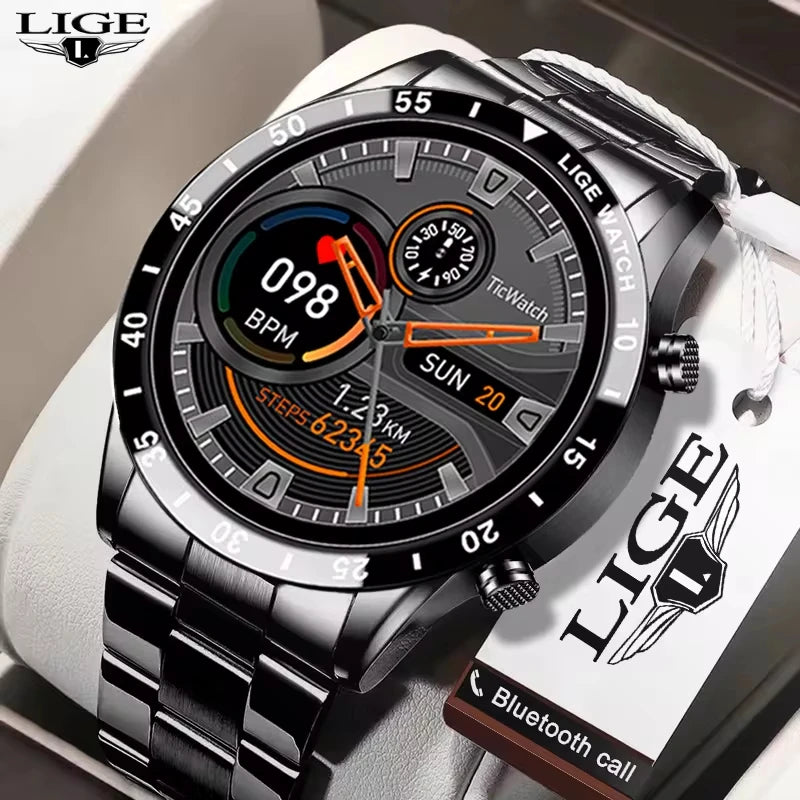 LIGE Full Circle Touch Screen Men Smartwatch Bluetooth