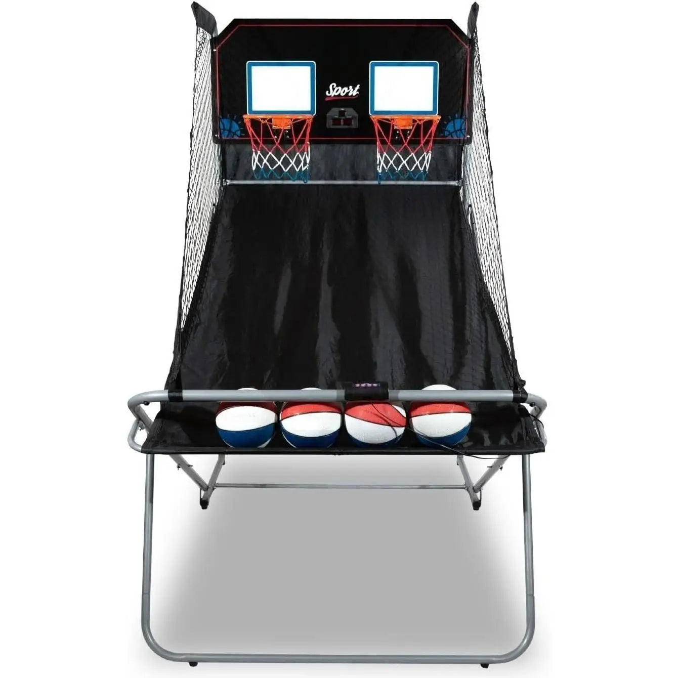 W_Dual Shot Sport | Arcade Basketball Game for Home | Paddle Scoring Hoop, 10 Game Modes, 4 Balls | Foldable for Easy