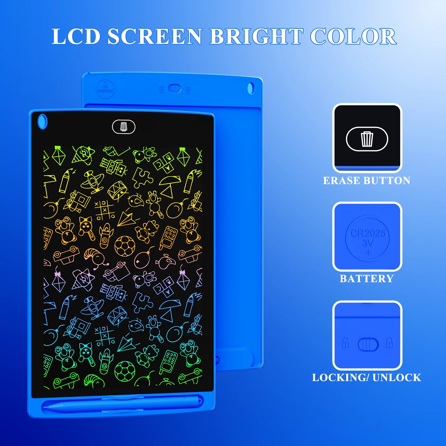 8.5 Inch LCD Children's Writing Board 10pcs of Reusable Magic Drawing Board with Stylus Eco-Friendly Erasable Doodle Board Gifts