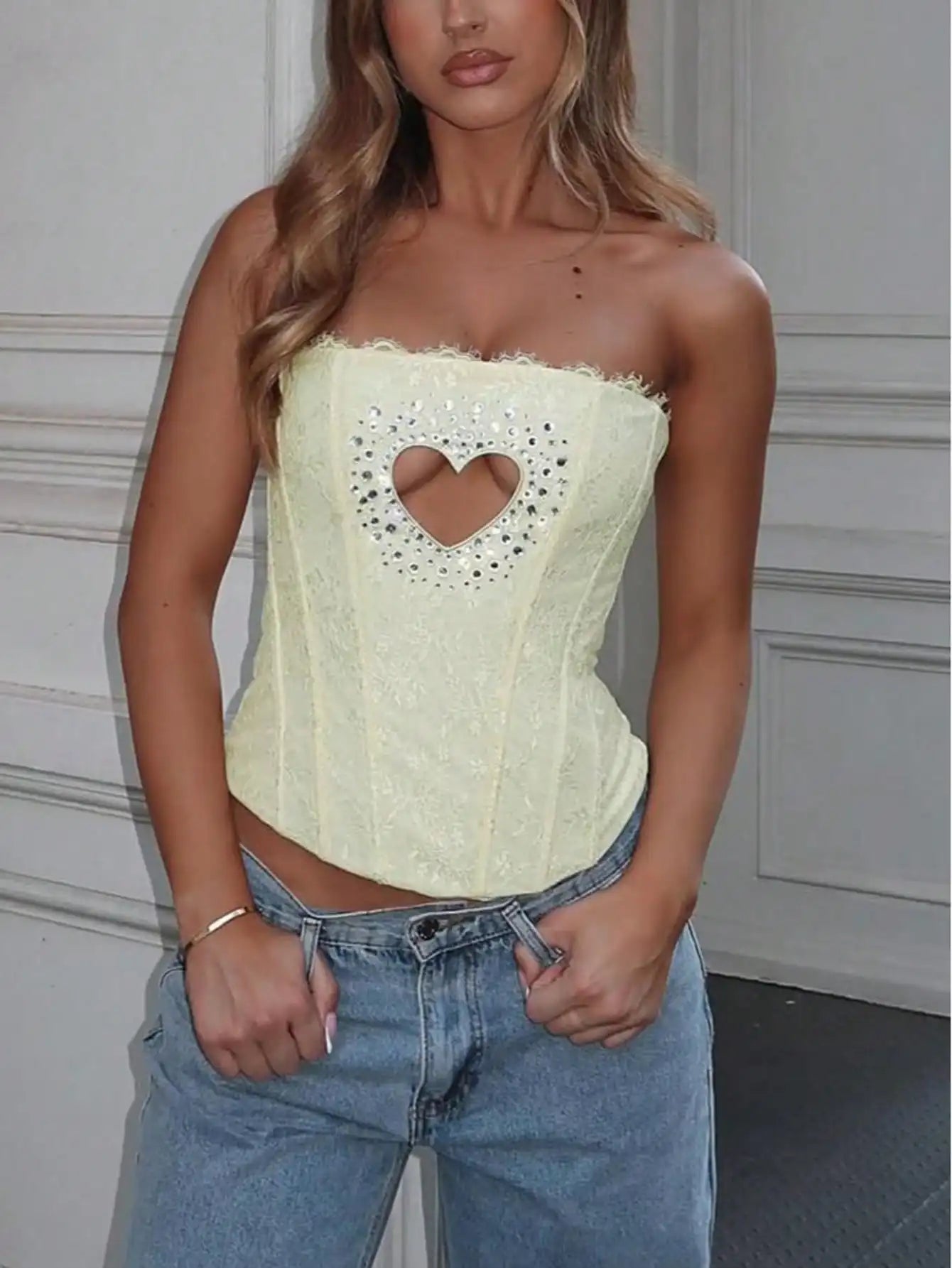 Women's Summer Strapless Corset Bandeau - Tummy Control Body Shaper, Sparkling Push-Up for Graduation/Birthday/Party Outfits