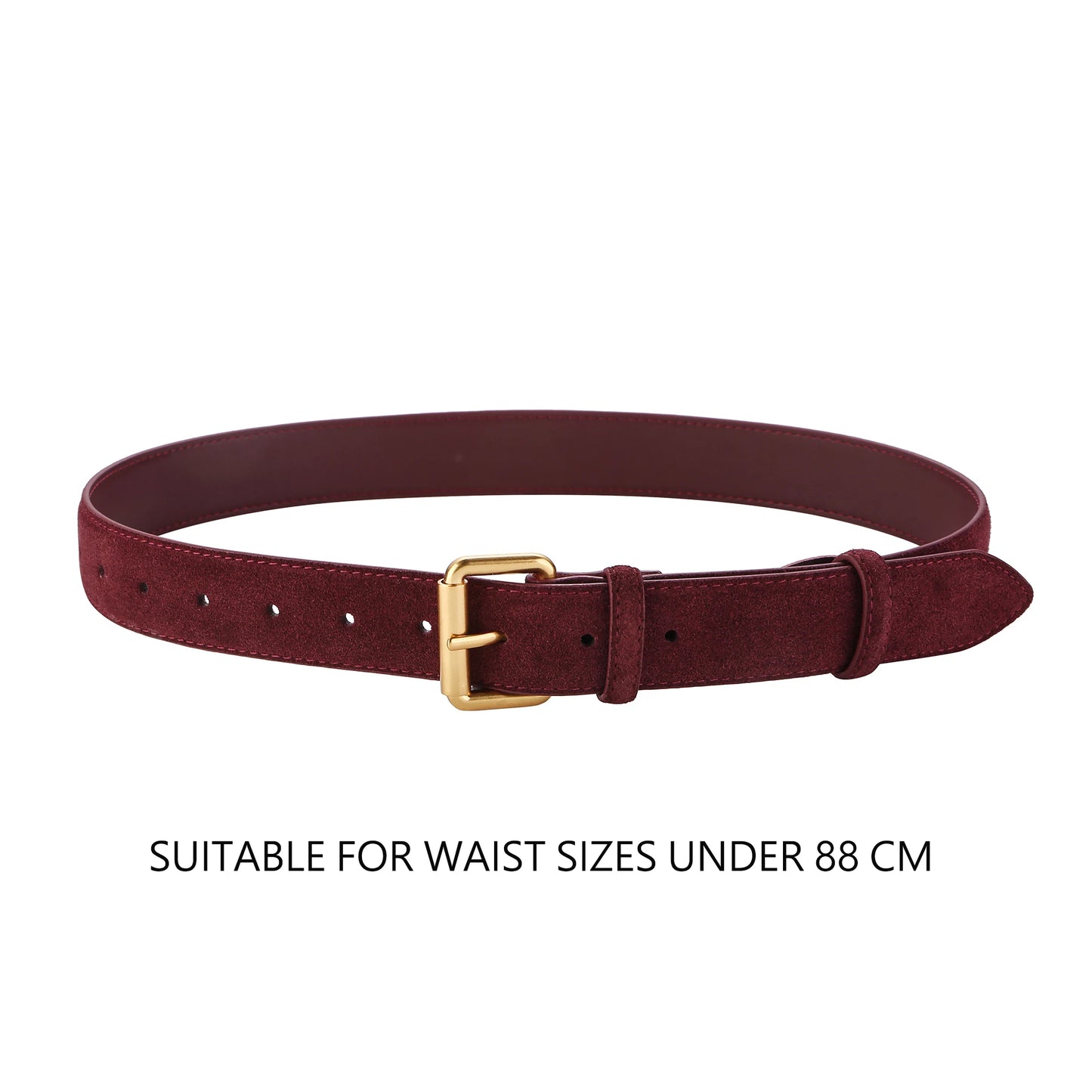 Luxury Suede Cowhide Leather Belt for Women, Vintage Style with Gold Buckle, 3.3cm Wide Waistband for Dresses & Jeans