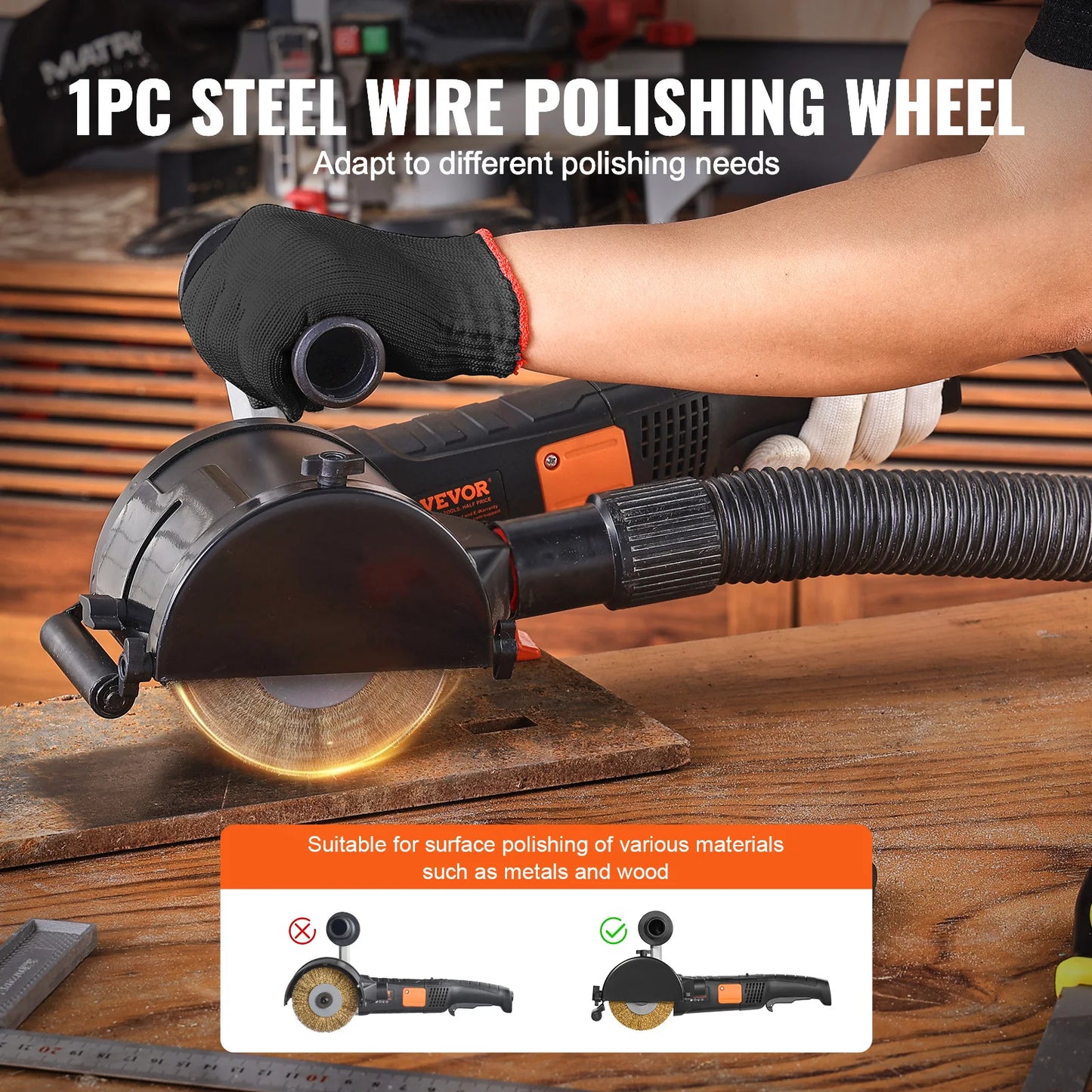 SucceBuy Burnishing Polishing Machine Variable Speed Surface Conditioning Tool Electric Metal Burnishing Machine for Wood Steel