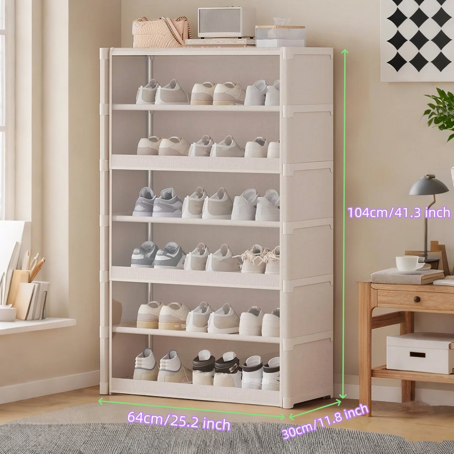 Display Cabinet Storage Box Shoe Rack Cabinet Handbag Organizer Large Capacity Collectible Toy Display Case W/ Clear Door
