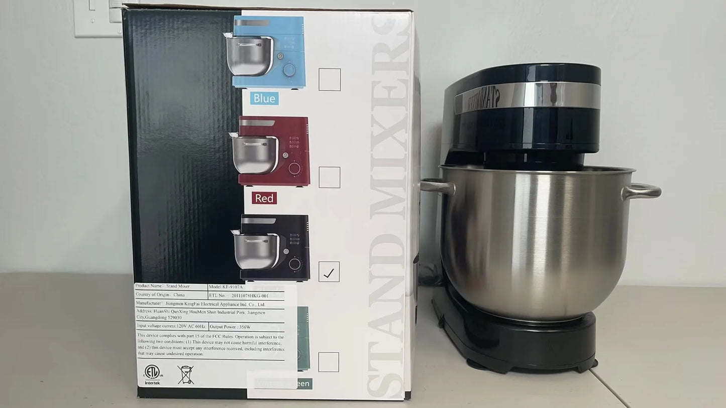 WHALL Kitchen Mixer, 12-Speed Tilt-Head Electric Stand Mixer – With Dough Hook, Wire Whip & Stainless Steel Bowl