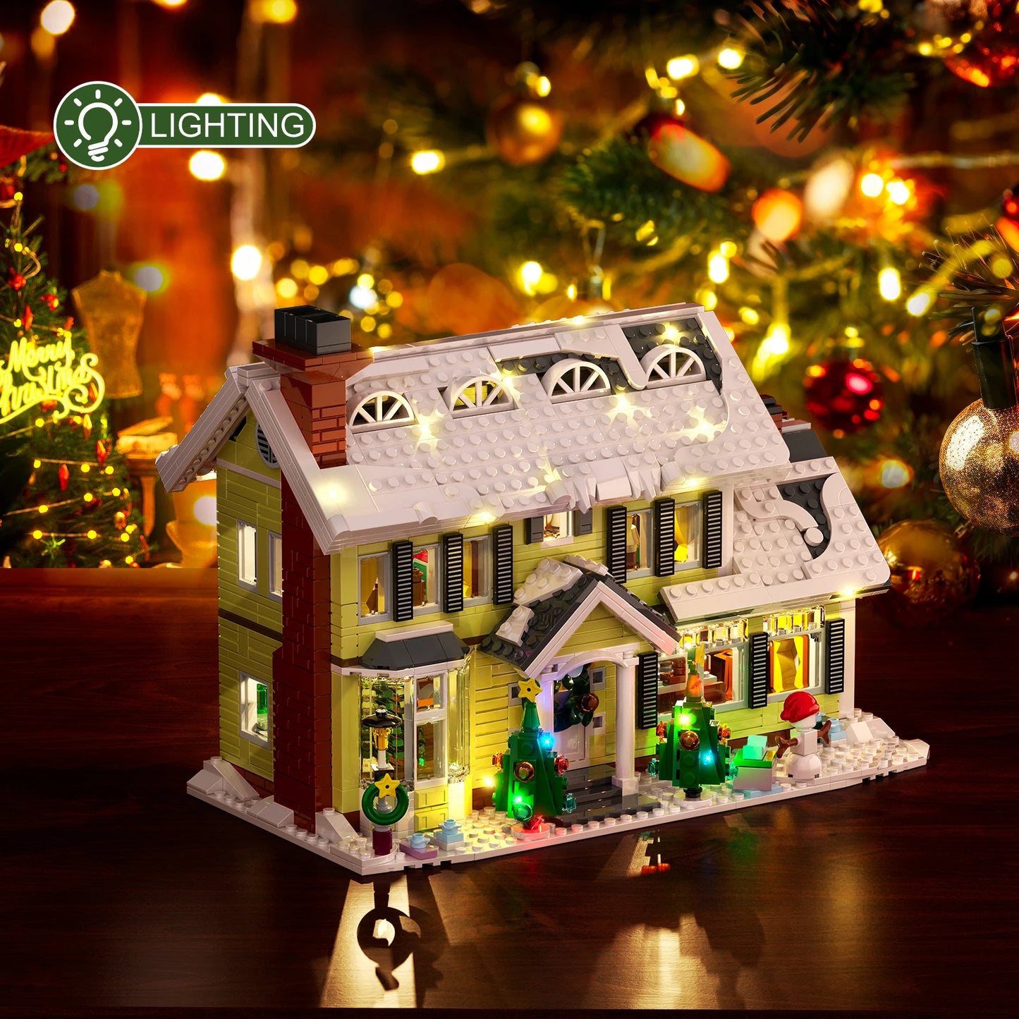 Christmas Holiday House Building Blocks Set, LED DIY Christmas Holiday Snow Village Gifts for Boys and Girls (1156pcs)
