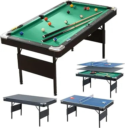3 in 1 Pool Ping Pong Dining Combo, 65.75in Foldable Billiard/Table Tennis, Multi Game for Adults Kids, With Billiard and Tennis