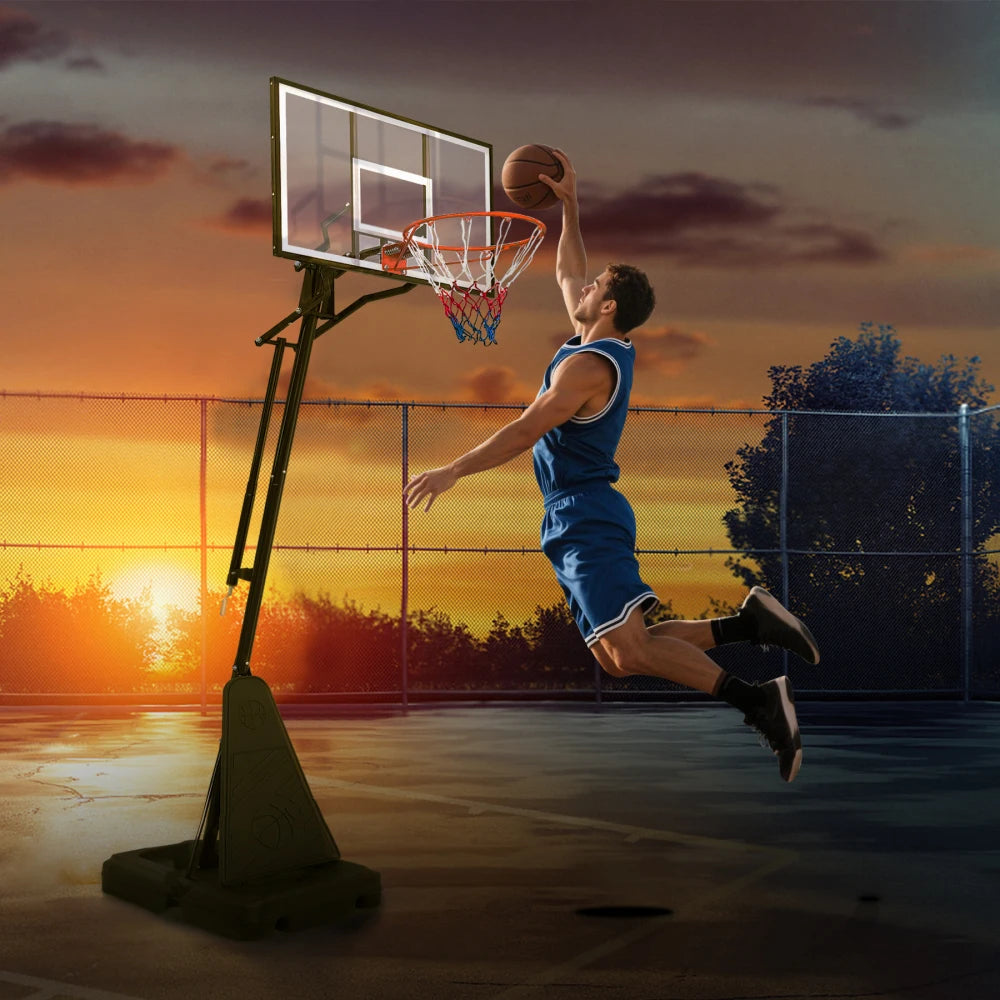 Portable Basketball Hoop for Youth Adults & Professional Match,Adjustable Height 8.04 ft to 10.01 ft,44 inch Backboard