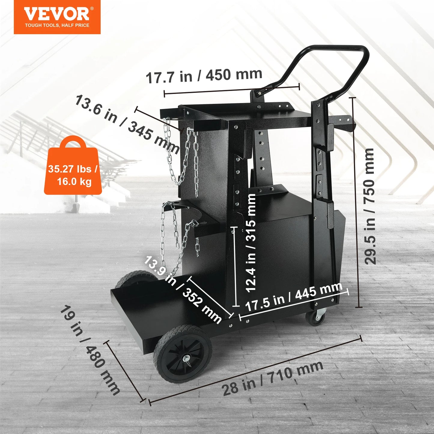 SucceBuy Welding Cart 2-Tier Heavy Duty Welder Cart with 360° Swivel Wheels Tank Storage Cabinet for  ARC Plasma Cutter Machine