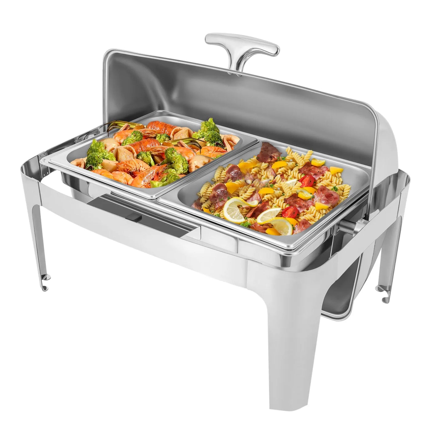 Roll Top Chafing Dish Buffet Set, 9.54QT Stainless Steel Buffet Server and Warmer