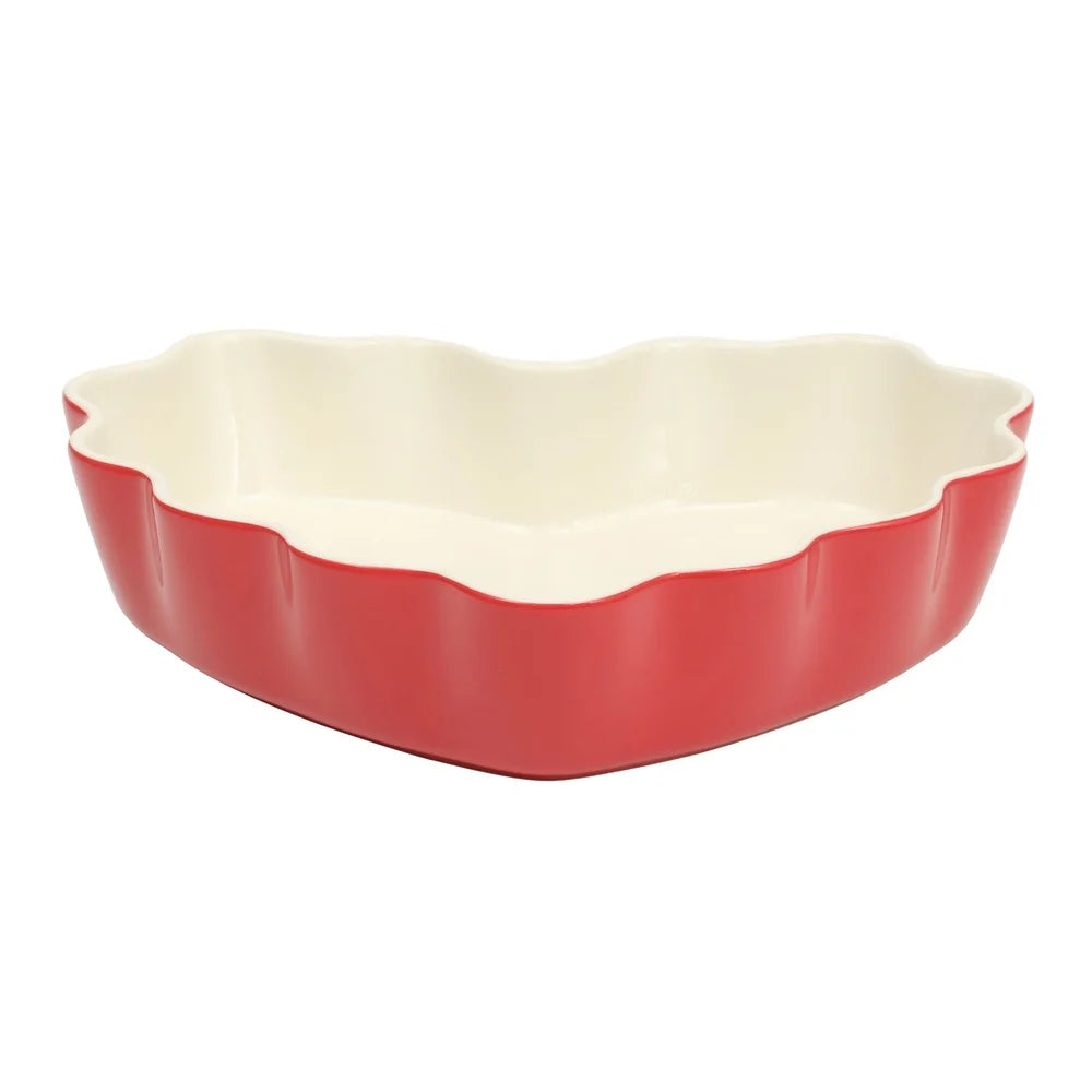 Heart Ruffle Stoneware Pie Plate Nonstick Baking Dish Scalloped Edges Ideal Deep Dish Casseroles and Pies Oven to Table