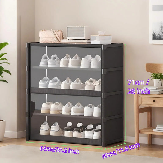 Display Cabinet Storage Box Shoe Rack Cabinet Handbag Organizer Large Capacity Collectible Toy Display Case W/ Clear Door