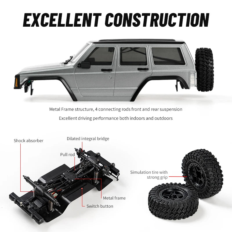 C8809 1/18 RC Car 2.4G Remote Control Crawler 4WD Electric Climbing Off-Road Model Car Toys for Children