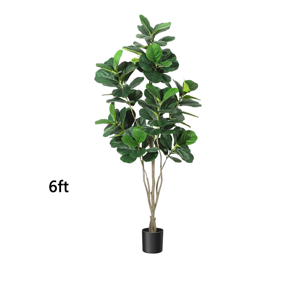 Artificial Tree,Faux Fiddle Leaf Fig Tree,6ft Tall Ficus Tree Artificial for Home Decor,Fake Lyrata Fig Plants Tree Home Decor