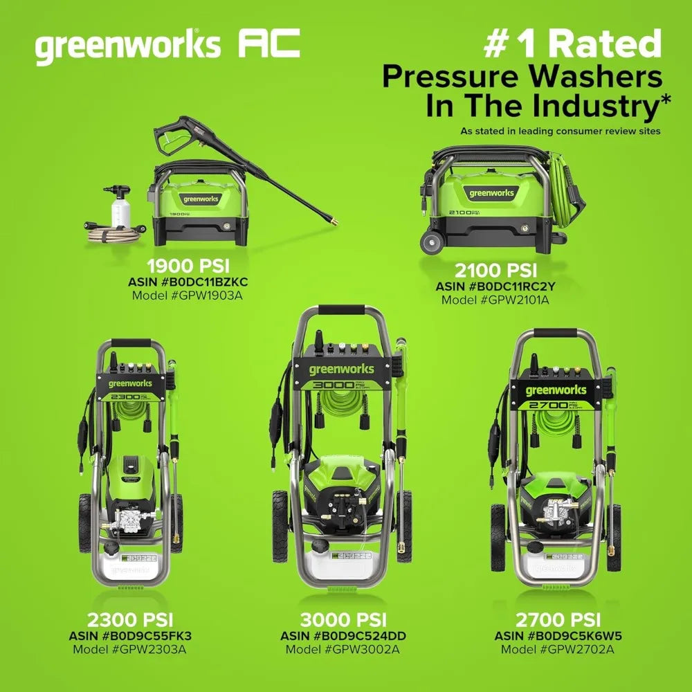 Certified 2300 PSI Electric Pressure Washer with 2.3 GPM Max and 1.2 GPM Flow Rate - Foldable Handles, Durable Steel Constructio