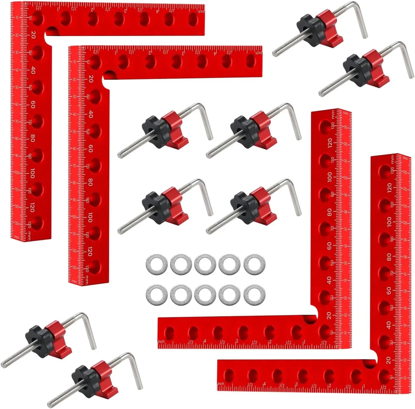4Pack 5.5"x 5.5" 90° Corner Clamps, Aluminum Alloy Right Angle Clamps for Woodworking, Picture Frames, Cabinets