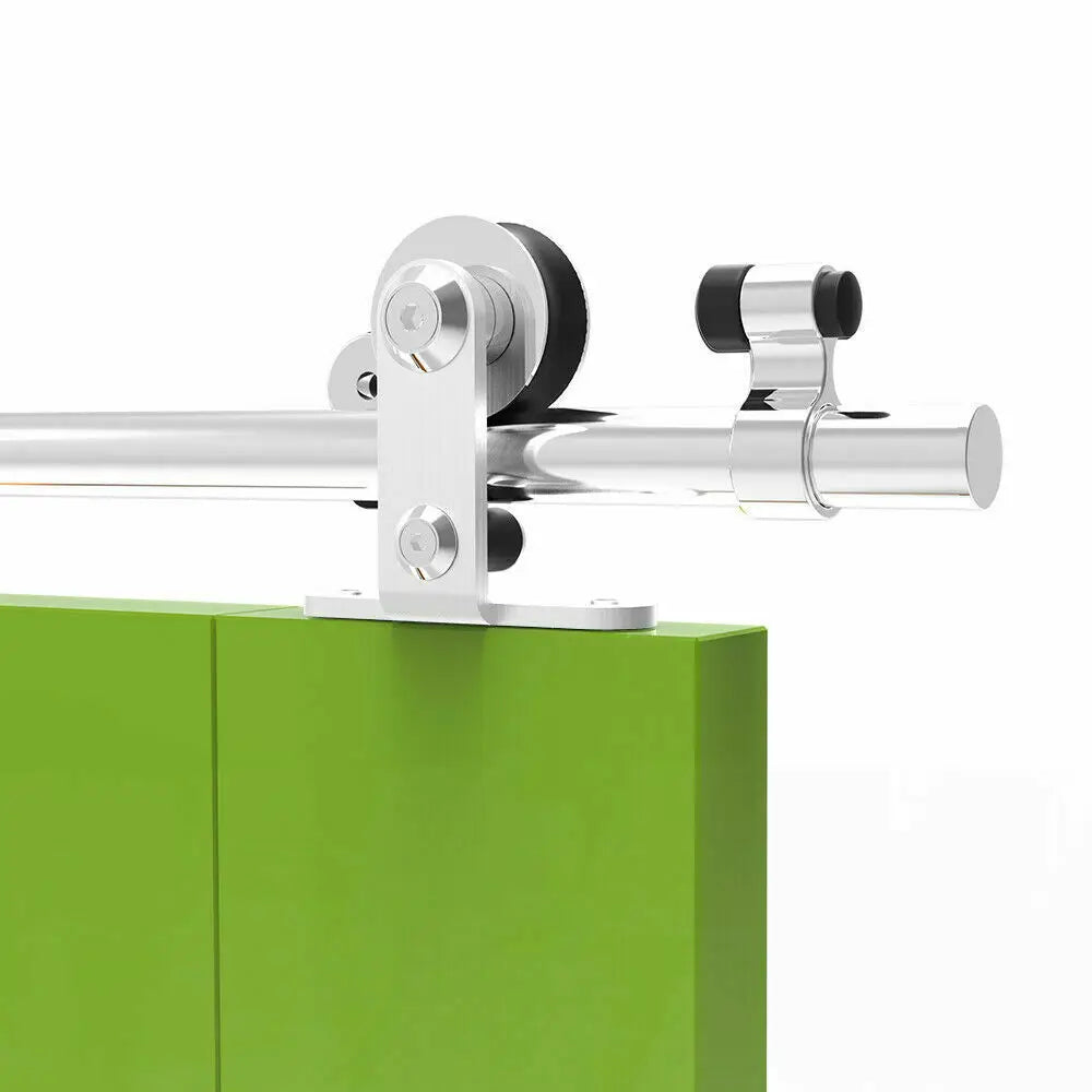 CCJH 2PCS Silver Stainless Steel Sliding Barn Wood Door Rollers Hanger Kit with Accessories (No Rail/No Doors) ,Can be Customed