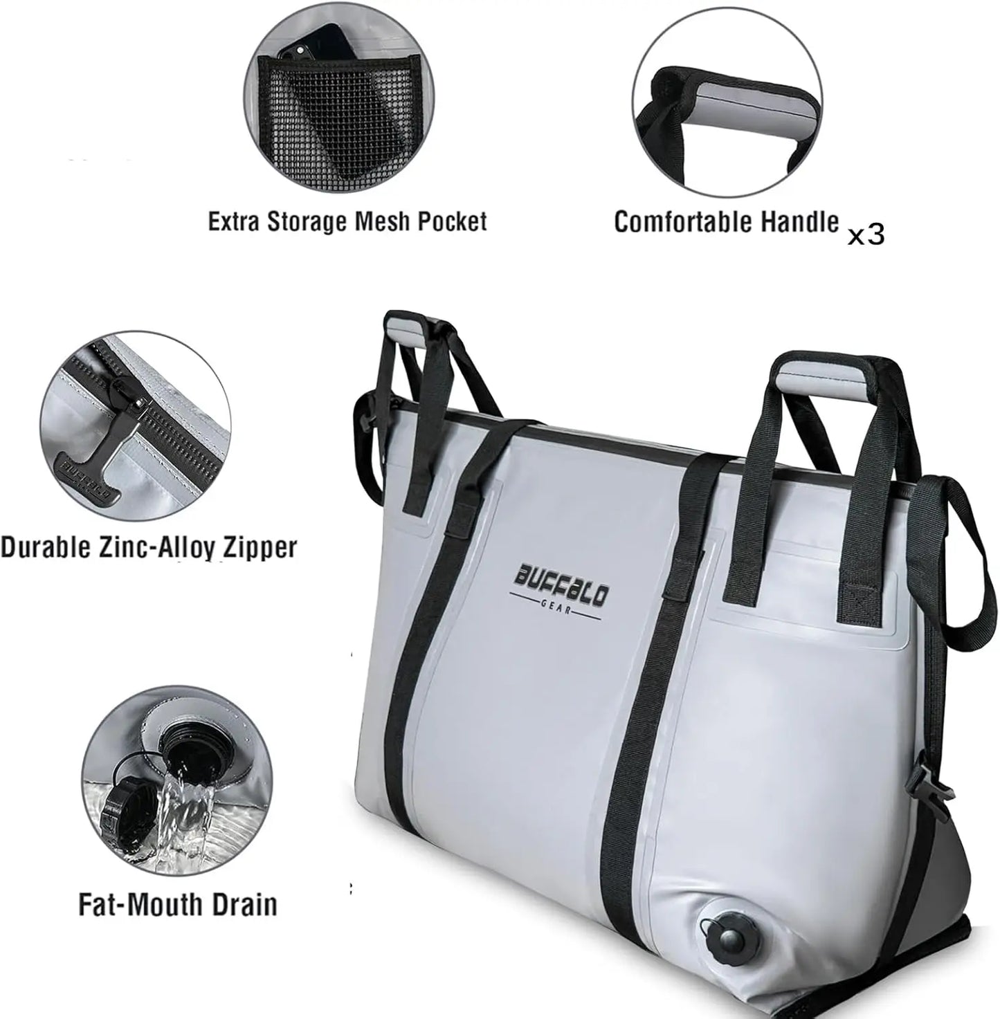 Insulated Fish Cooler Bag Waterproof Leakproof 27.5 Qt