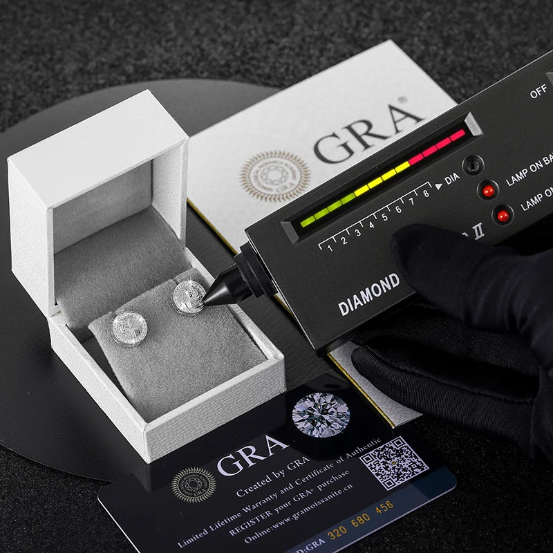 10mm Moissanite Round Stud Earrings 925 Silver D Color VVS