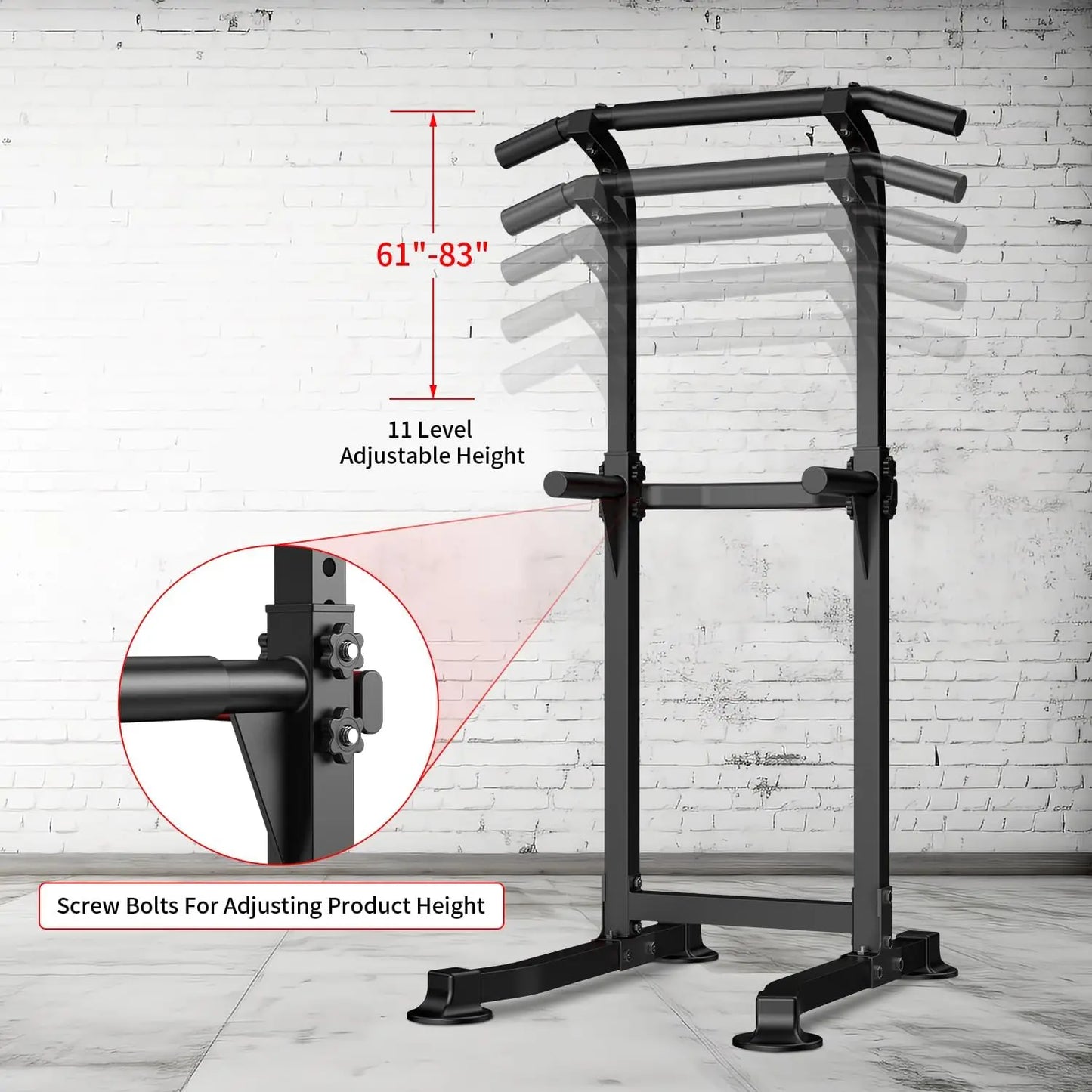Pull Up Bar Dip Bar Power Tower Workout Dip Station Height Adjustable Free Standing Chin Up Bar Home Gym Equipment 330LBS Weight