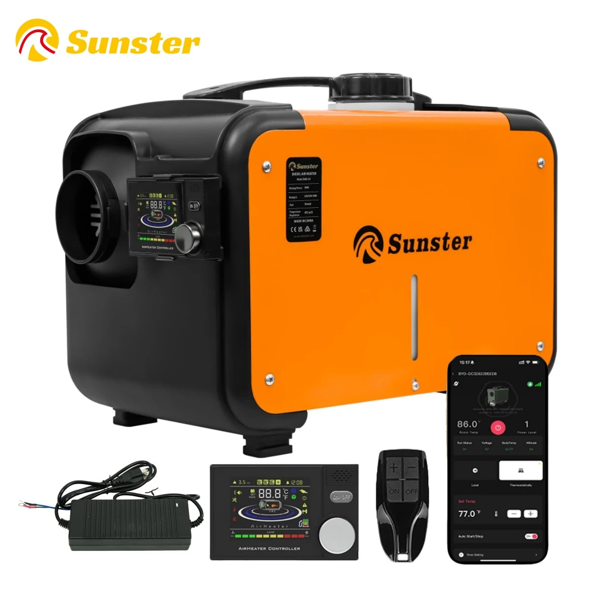 12V&24V&220V AC&DC Universal 8KW Diesel Air Heater All In One Parking Heater with bluetooth App Control For Home RV Vehicle