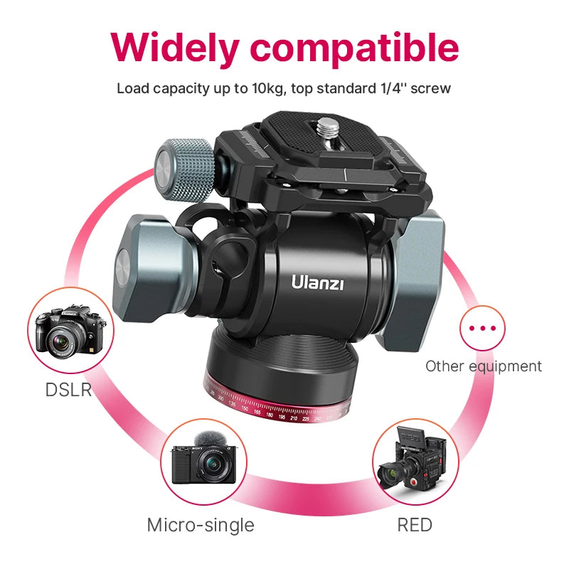 Ulanzi U-190 Fluid Hydraulic Ball Head for DSLR Tripod Arca