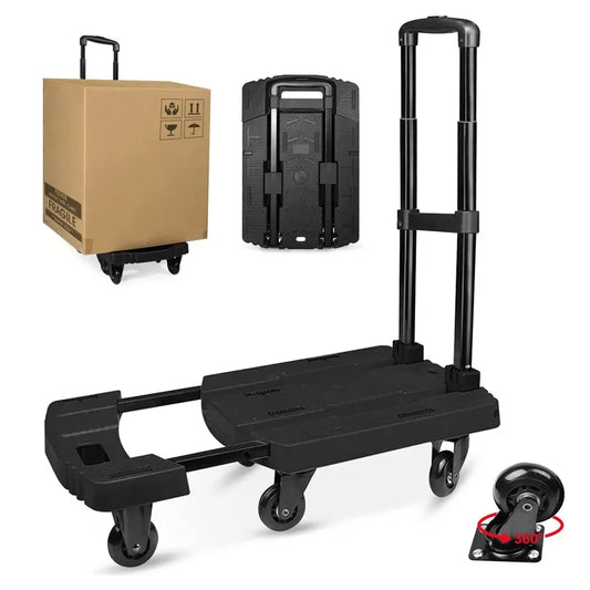 SELORSS Folding Hand Truck, 530 LBS Heavy Duty Luggage Cart Foldable Dolly Cart for Moving, Utility Dolly Platform Cart 6 Wheels