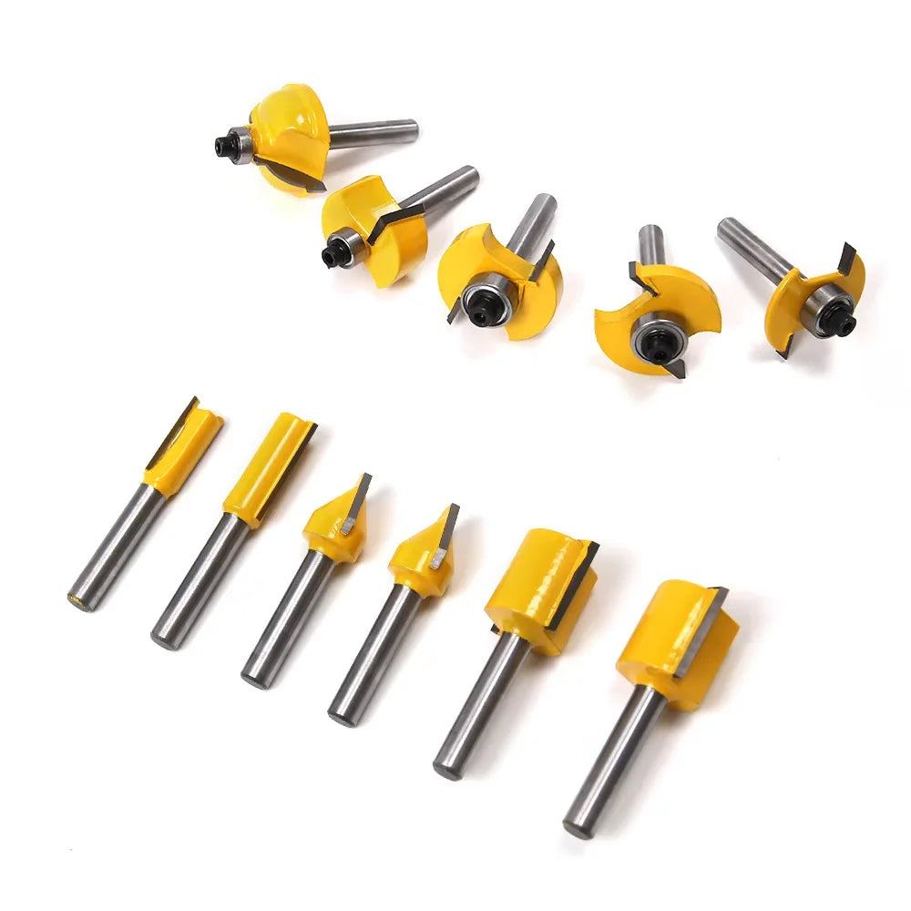 Allsome 100Pcs 1/4 Inch Shank Router Bit Set with Metal Case Tip Wood Milling Cutter For Trimming Router Machine