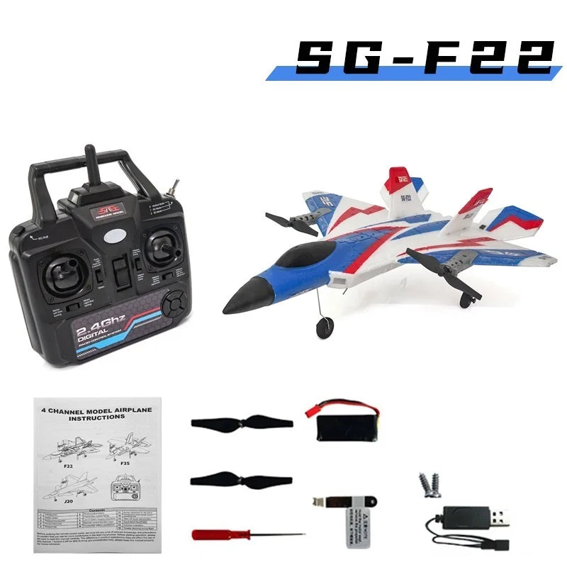 SG-F22 RC Airplane 3D Stunt Plane Model 2.4G Remote Control Fighter Glider Electric Rc Aircraft Toys For Children Adults