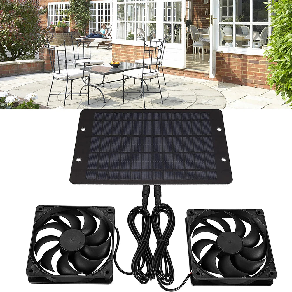 12V 10W Solar Exhaust Fan Waterproof IP65 Silent Cooling Fan for Dog Kennel Chicken Coop Greenhouse