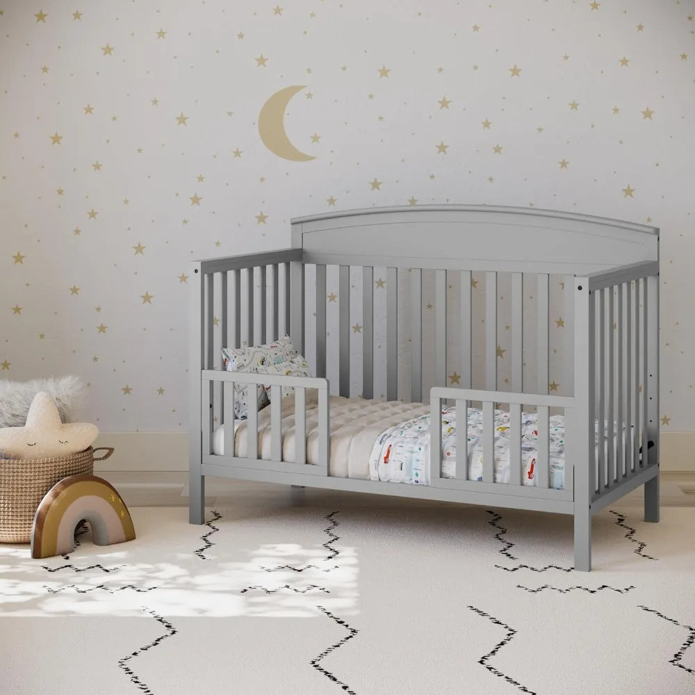 5-in-1 Convertible Crib (Pebble Gray) – Gold Certified, Converts from Baby Crib to Toddler Bed, Daybed and Full