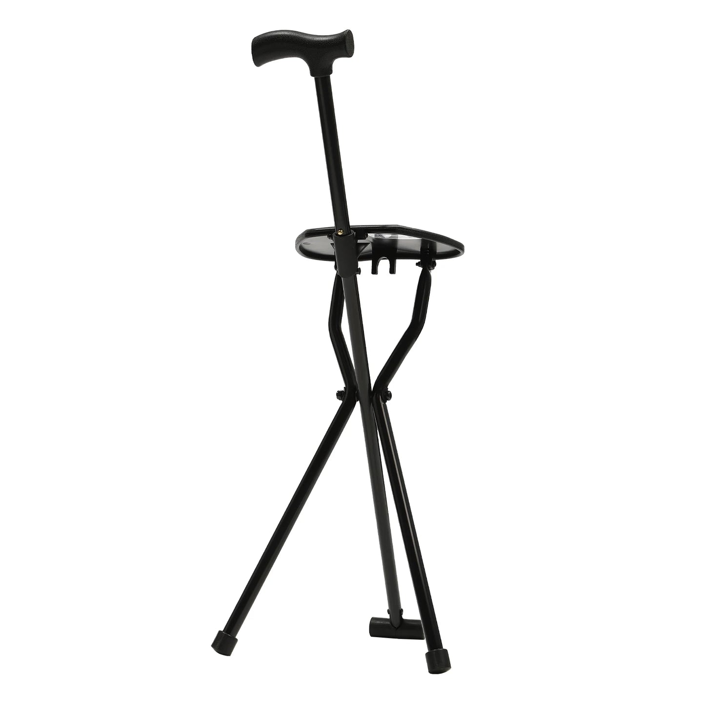 Walking Stick Chair Folding Tripod Stool Portable 35.4In