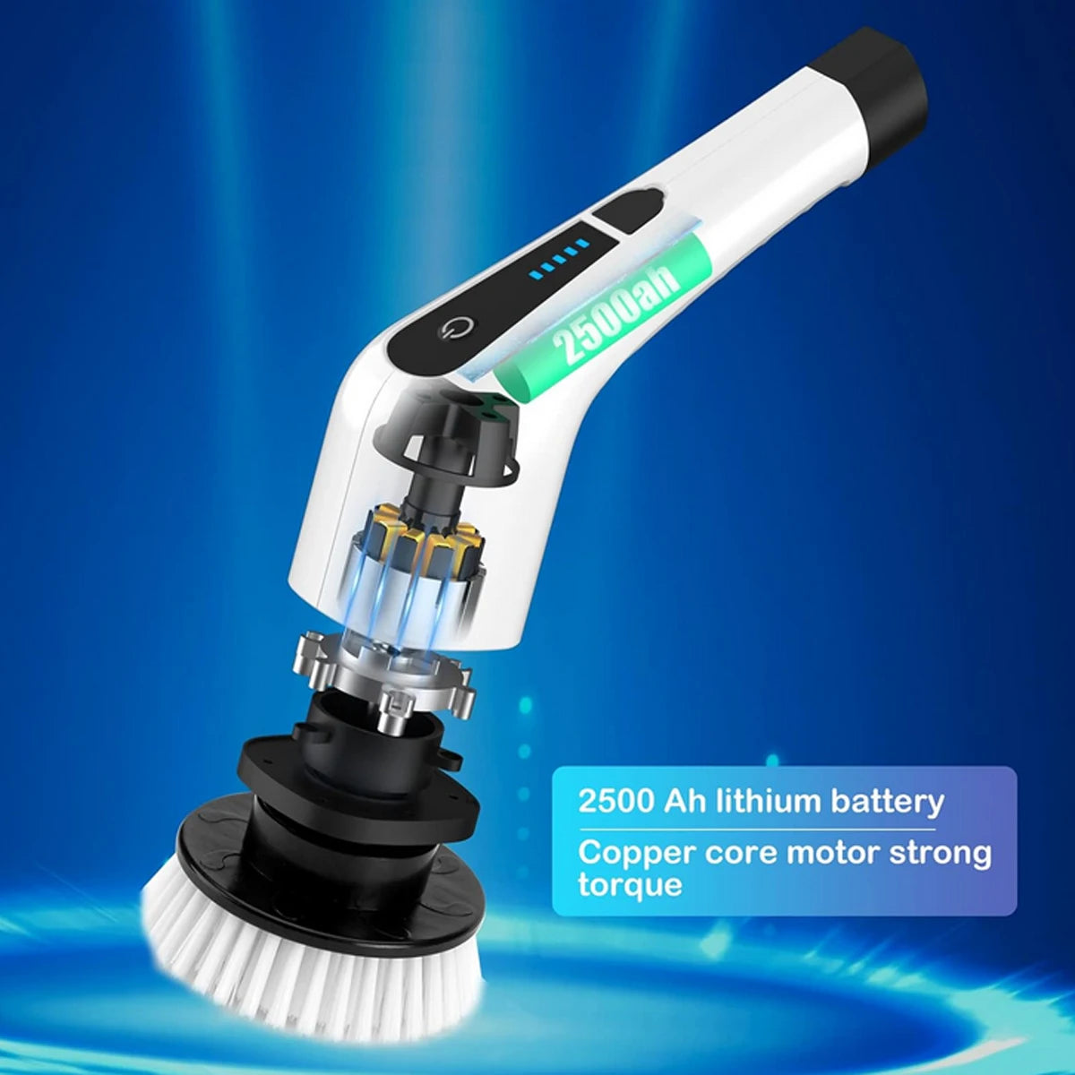 Electric Spin Scrubber, Electric Bathroom Cleaning Brush, LHPY Upgraded Version with 7 Replacement Brush Heads and Extension Han