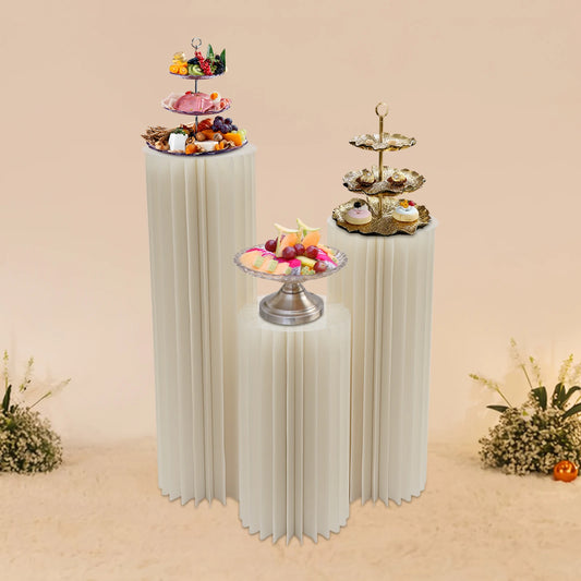 3Pcs Foldable Cardboard Centerpiece Display, Cylinder Flowers Stand, Columns Display for Wedding Party Garden Decoration
