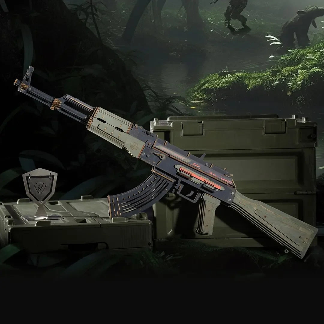 Robotime Rokr 3D Wooden Puzzle Toy Rifle Model Kits with Rubber Bands for Adults to Build Unique Gifts for Kids and Adults AK-47