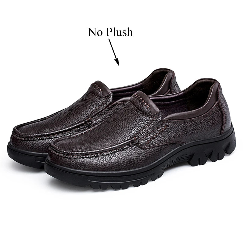Men's Genuine Leather Slip On Oxford Shoes Business Casual