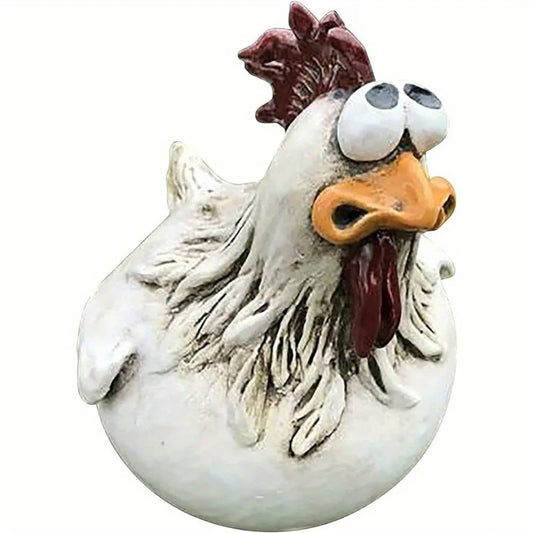 1Pc Resin Funny Chicken Surprise Hen, Used for Farm Garden Fence Decoration Worker Statue Crafts, as a Gift to Friends m