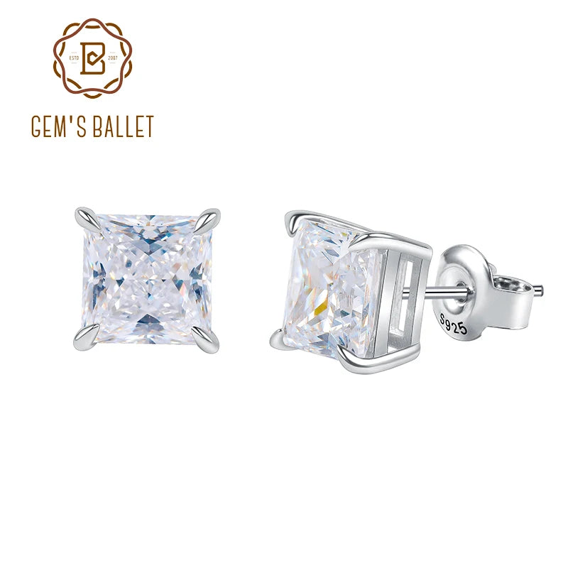 Gems Ballet Moissanite Studs 0.4to3ct D Color 925 Silver