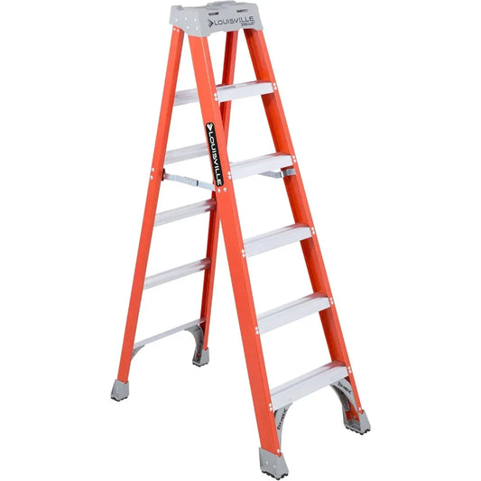 6-foot fiberglass step ladder, 300-pound load capacity, type ia, fs1506