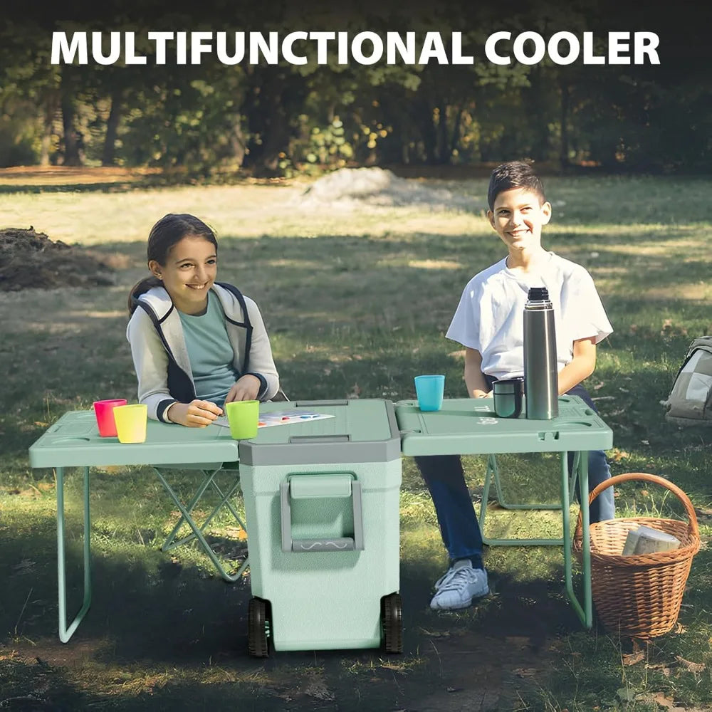 36 Quart Cooler with Wheels, Ice Chests Portable Wheeled Cooler Holds Ice up to 6 Days, Leak-Proof Outdoor Insulated Ulta-Light