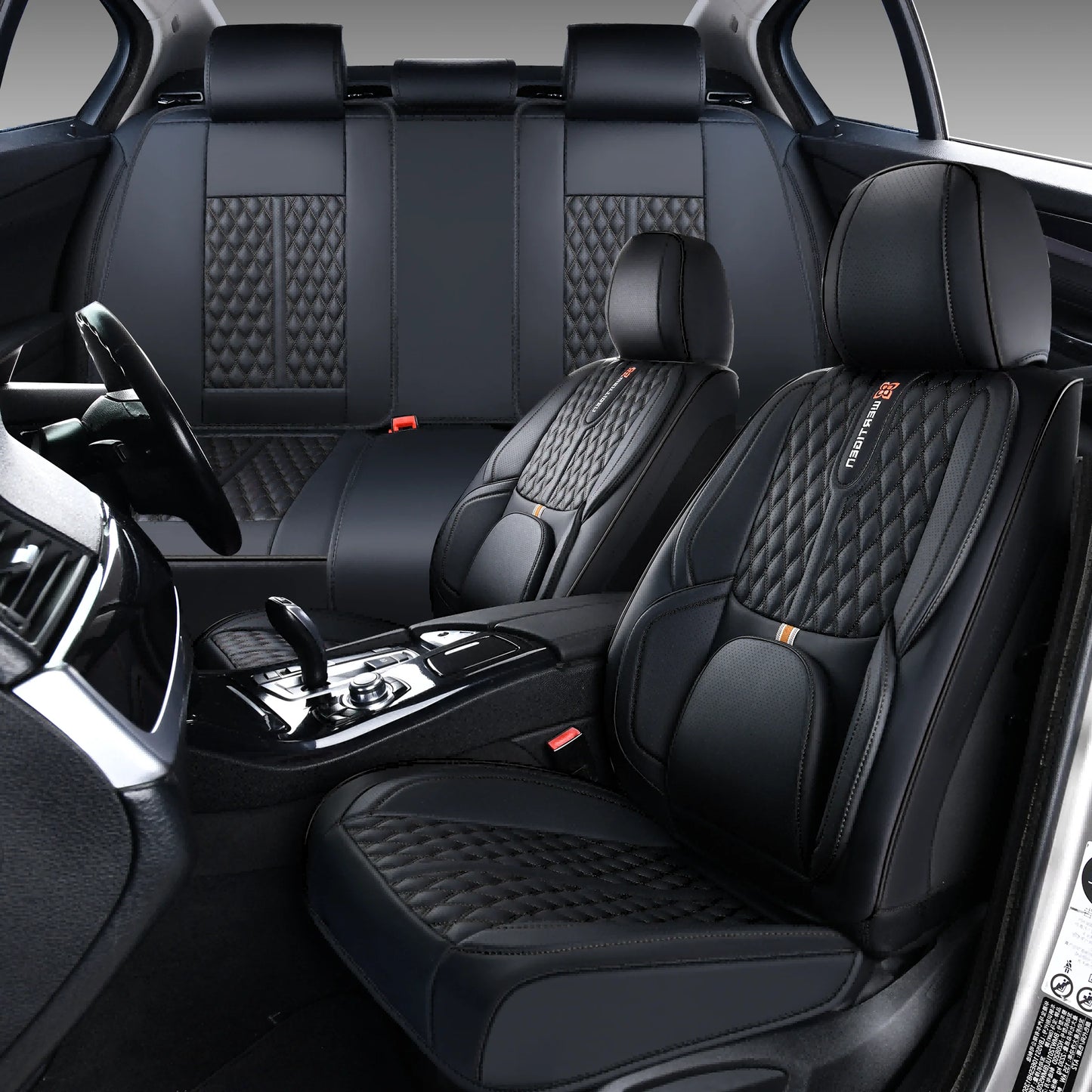 PU leather car seat cover, suitable for most 5-seat cars, split seat cover, waterproof and anti-fouling, easy installation,