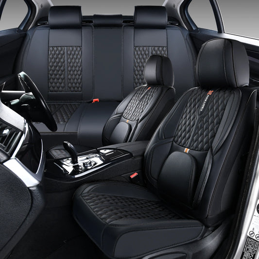 PU leather car seat cover, suitable for most 5-seat cars, split seat cover, waterproof and anti-fouling, easy installation,