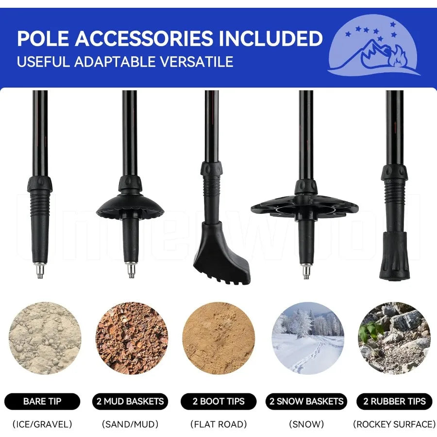 Collapsible Trekking Poles 2 Pack Adjustable Sticks