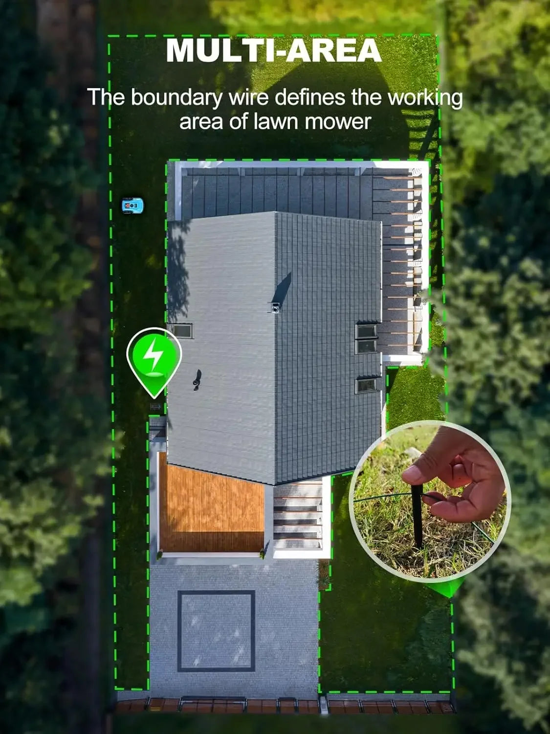 Customizable Robotic Lawn Mower For 0.25 Acre 47% Slope, Automatic Lawnmower With 20V 4.0Ah Battery And APP Function, Docking St